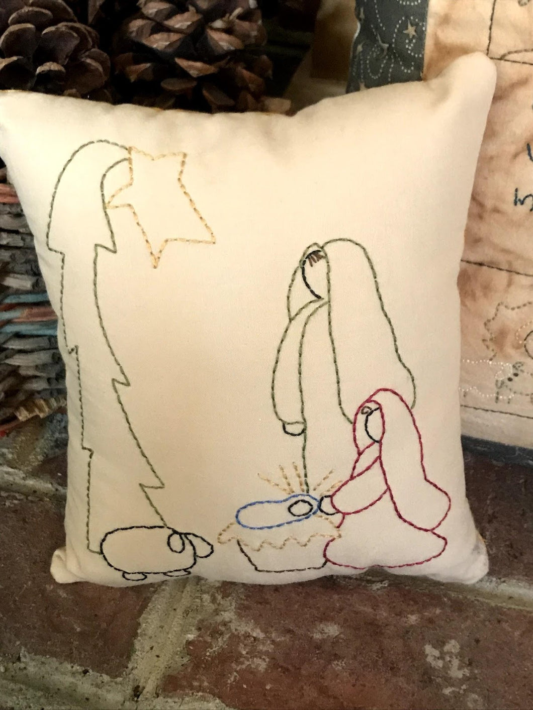 'Nativity'  Hand Stitched Decorative Pillow      Orders Only