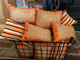 'Candy Corn'  Hand Stitched Pillow