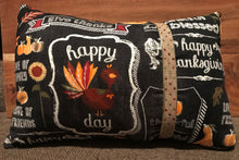 Load image into Gallery viewer, &#39;Chalkboard Thanksgiving&#39;  Hand Stitched Pillow
