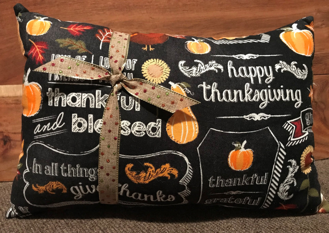 'Chalkboard Thanksgiving'  Hand Stitched Pillow
