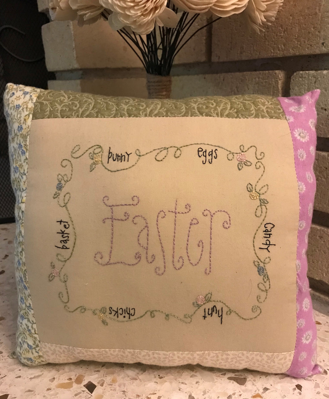 'Easter' Hand Stitched Pillow.  Orders Only