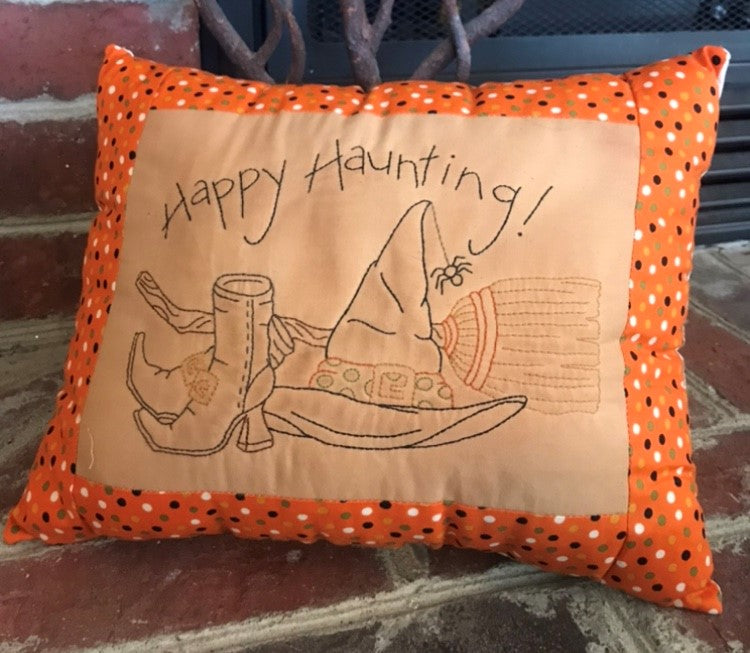 'Happy Haunting'  Hand Stitched Pillow.