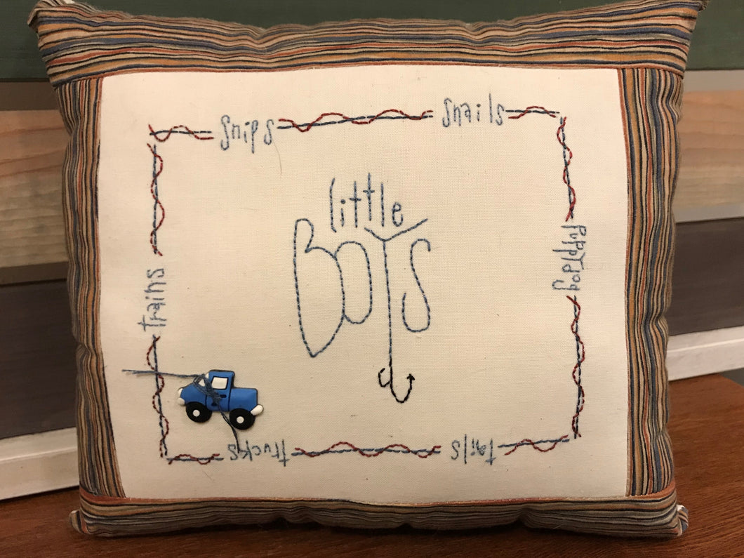'Little Boys'  Hand Stitched Pillow    Orders Only