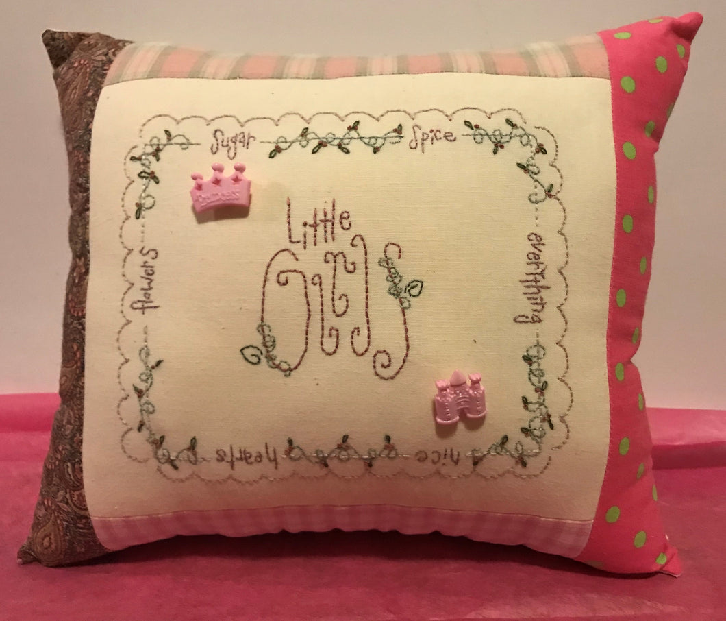 'Little Girls' Hand Stitched Pillow
