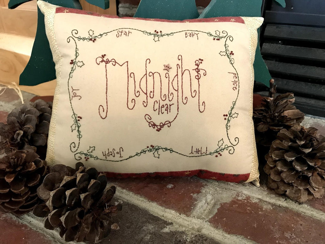 'Midnight Clear'   Hand Stitched Christmas Pillow.    Order Only